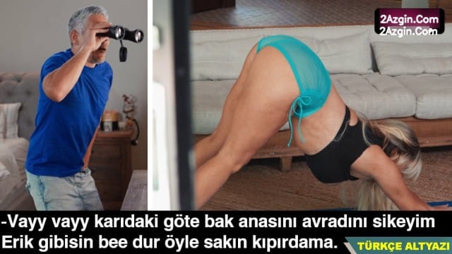 Komşunun karısı taytla spor yaparken dürbünle götüne baktı