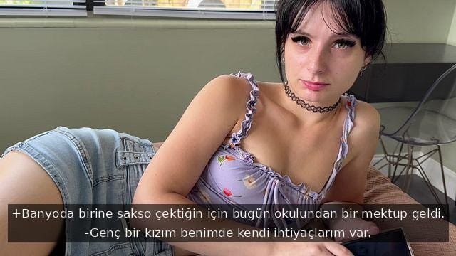 Okulda sakso çekerken basılan üvey kızını kendi yarrağıyla cezalandırıyor